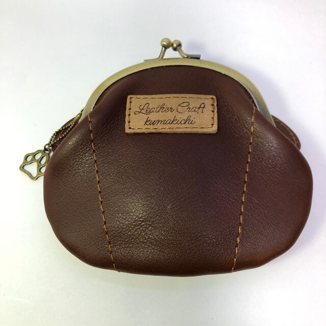 【送料無料】くま好きさんのがま口 えびちゃいろ