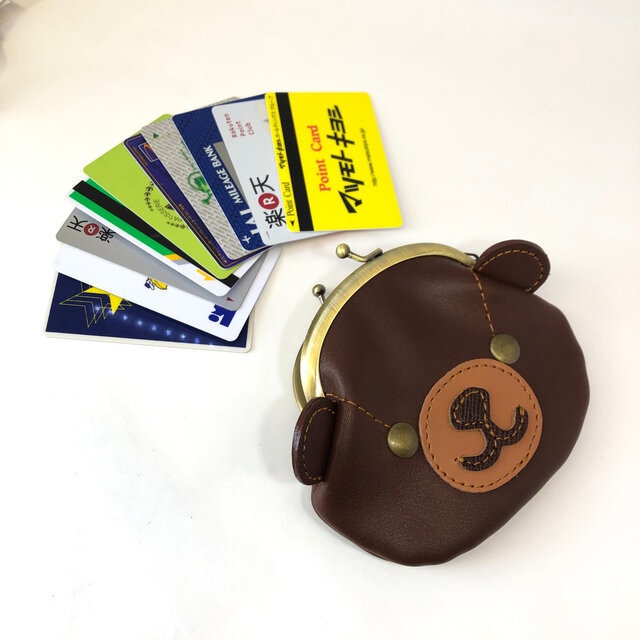 【送料無料】くま好きさんのがま口 えびちゃいろ