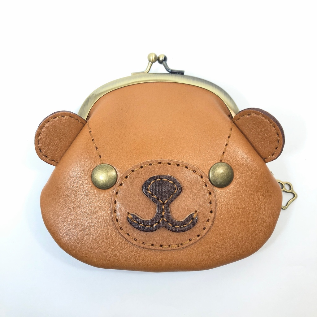 【送料無料】クマ好きさんのがま口✳︎とのちゃいろ