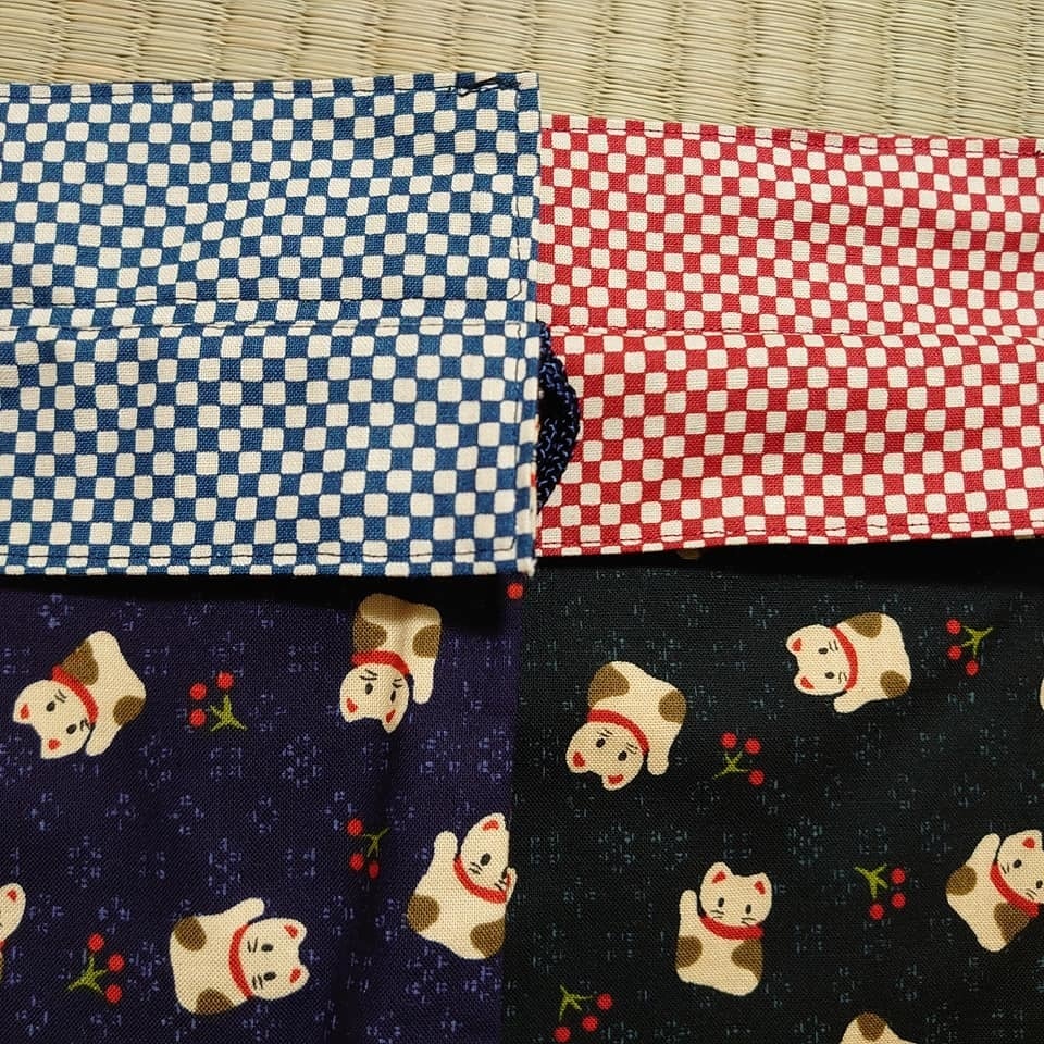 和柄巾着*招き猫