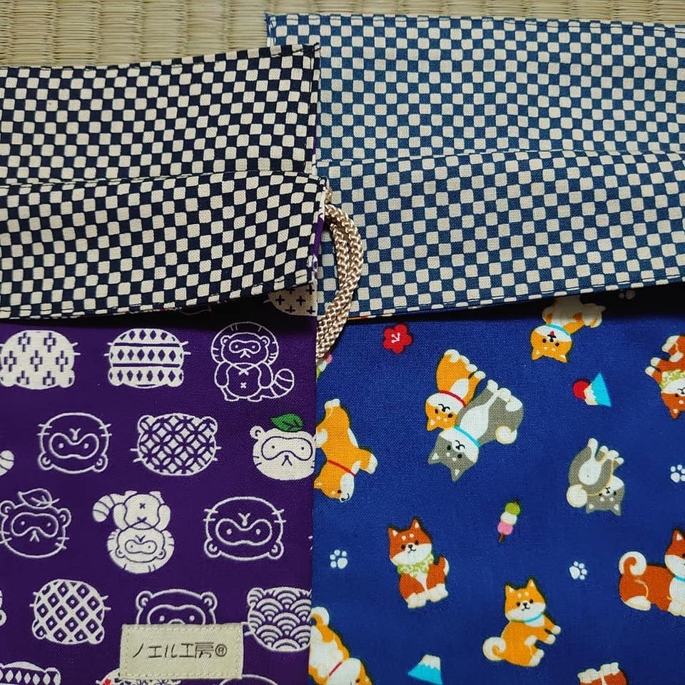 和柄巾着*たぬき&柴犬