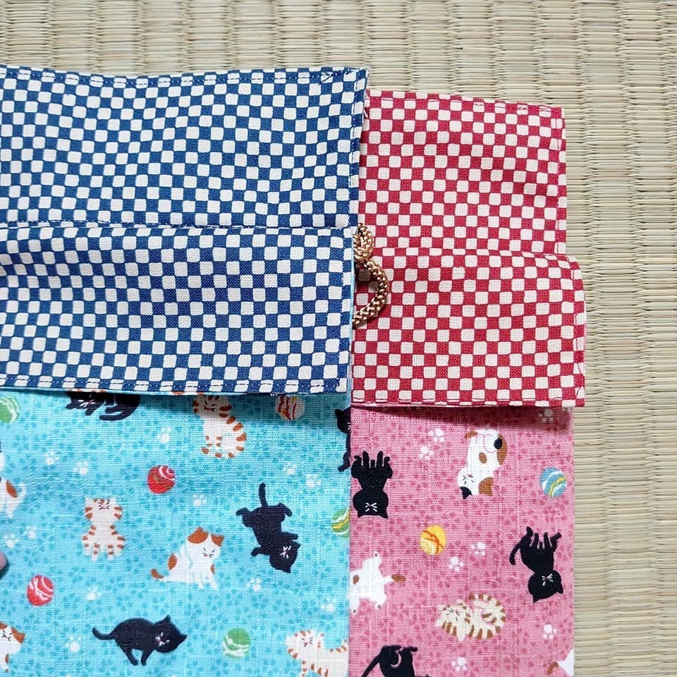 和柄巾着・ねこ柄