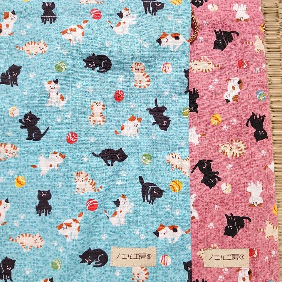 和柄巾着・ねこ柄