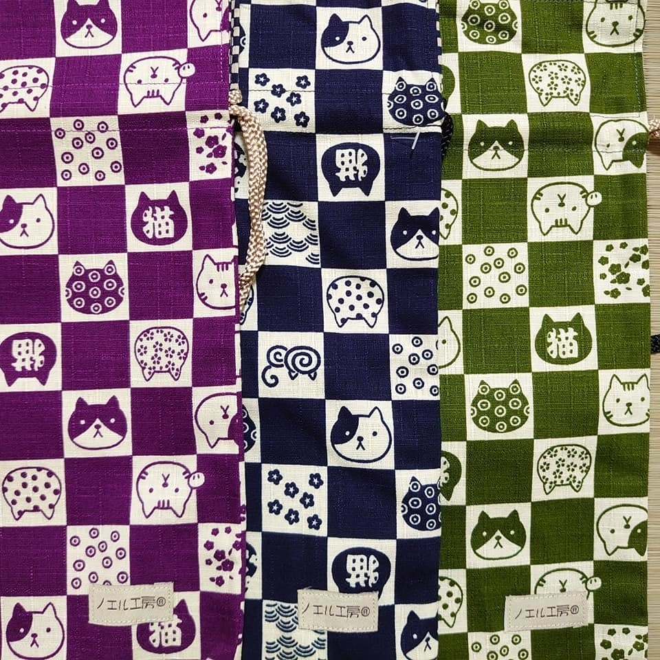 和柄巾着*ねこ柄