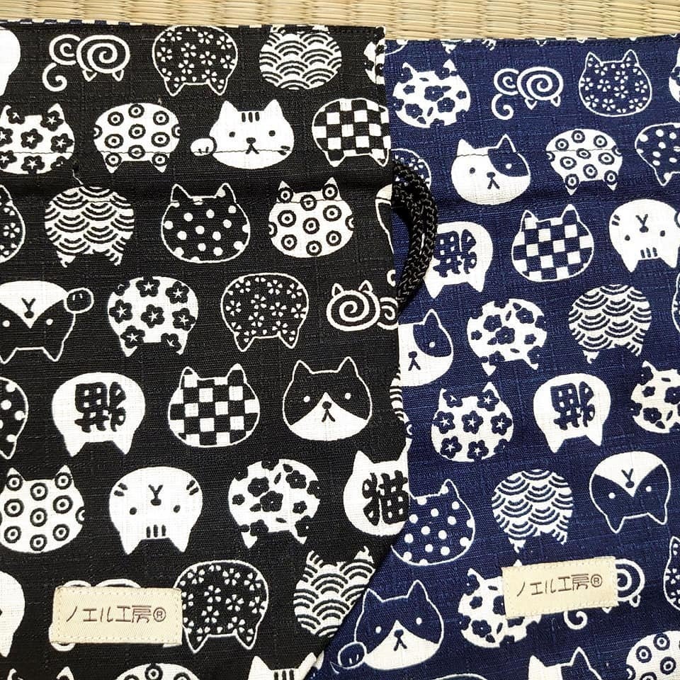 和柄巾着*ねこ柄
