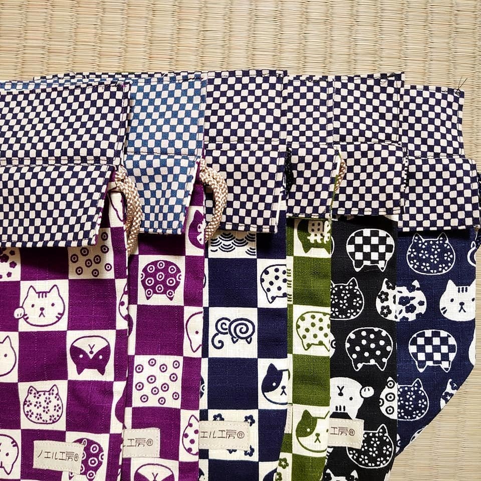 和柄巾着*ねこ柄