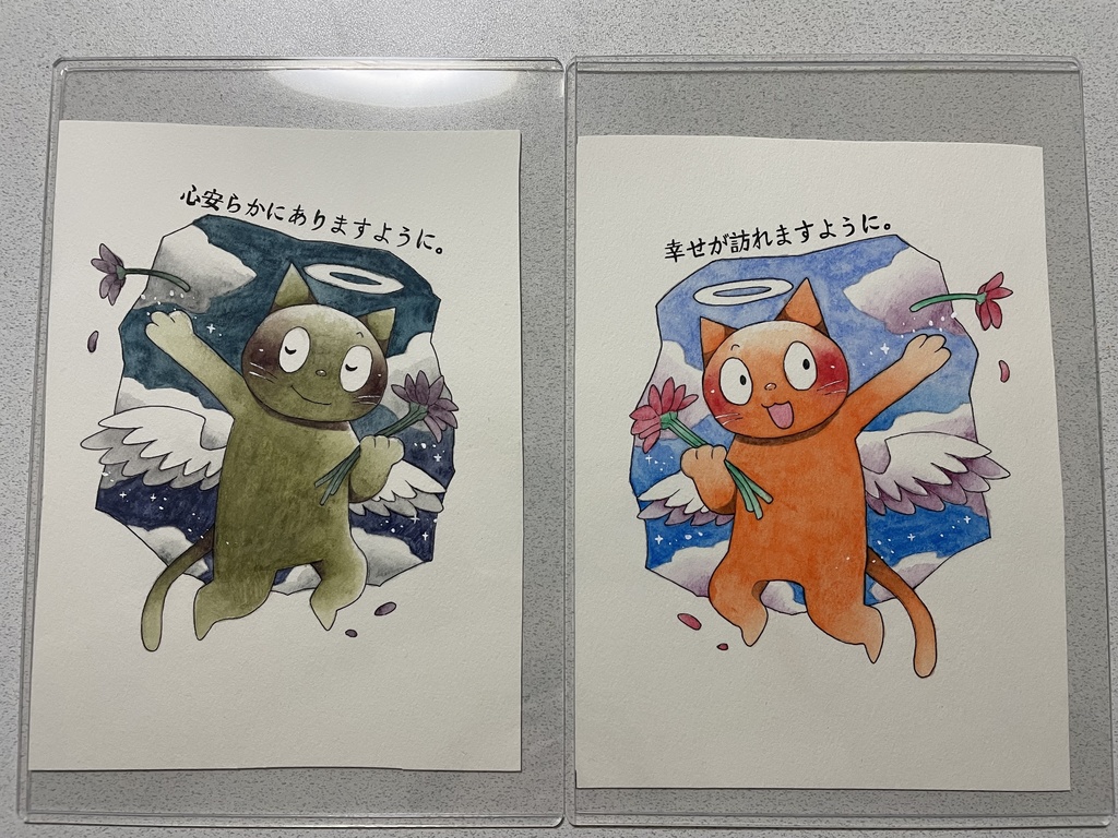 幸福を運ぶ天使猫【フレームレス原画】