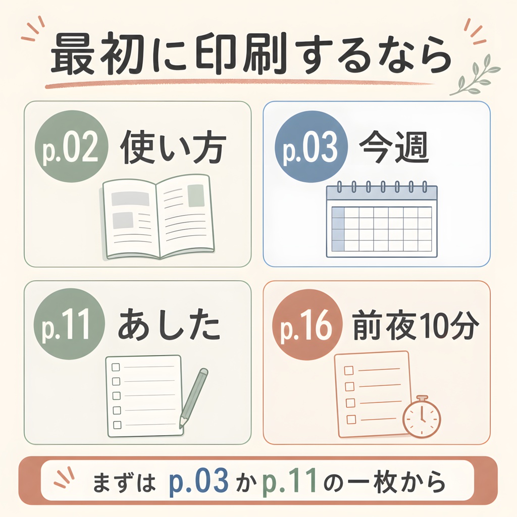 学校プリントの支度帳|提出物・持ち物・行事・前夜準備を家族でまとめる印刷PDF
