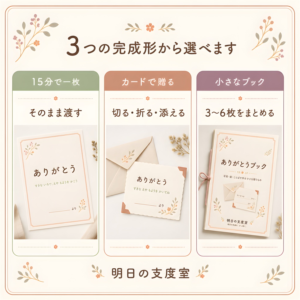 敬老の日のありがとうブック|写真・似顔絵・手紙を親子で作る印刷PDF