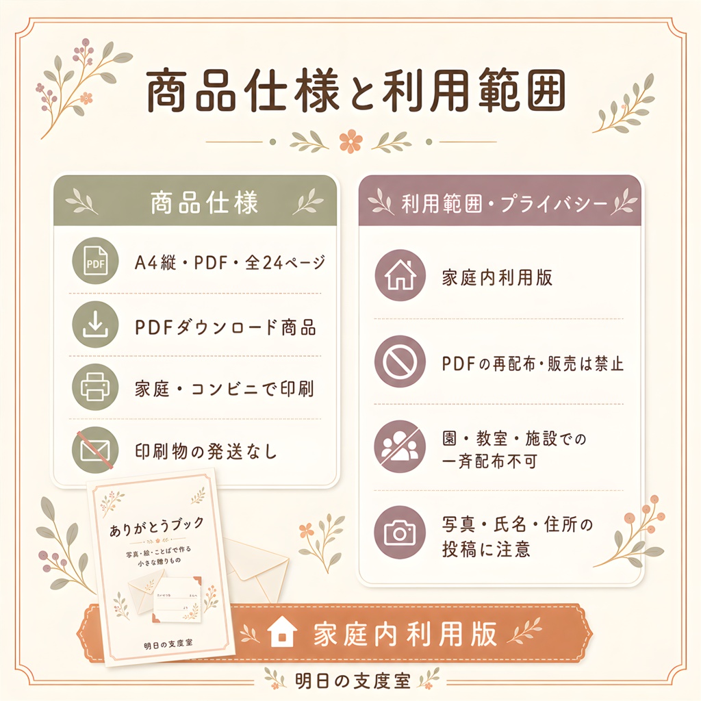 敬老の日のありがとうブック|写真・似顔絵・手紙を親子で作る印刷PDF