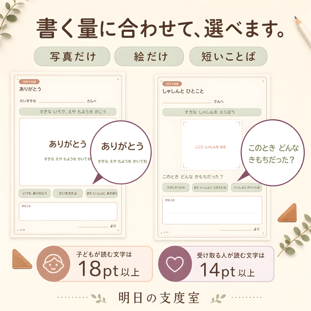 敬老の日のありがとうブック|写真・似顔絵・手紙を親子で作る印刷PDF