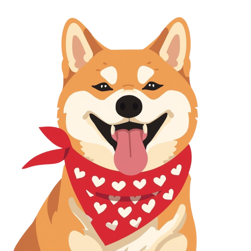 【かわいい柴犬】赤いハートバンダナの柴犬クリップアート16点セット