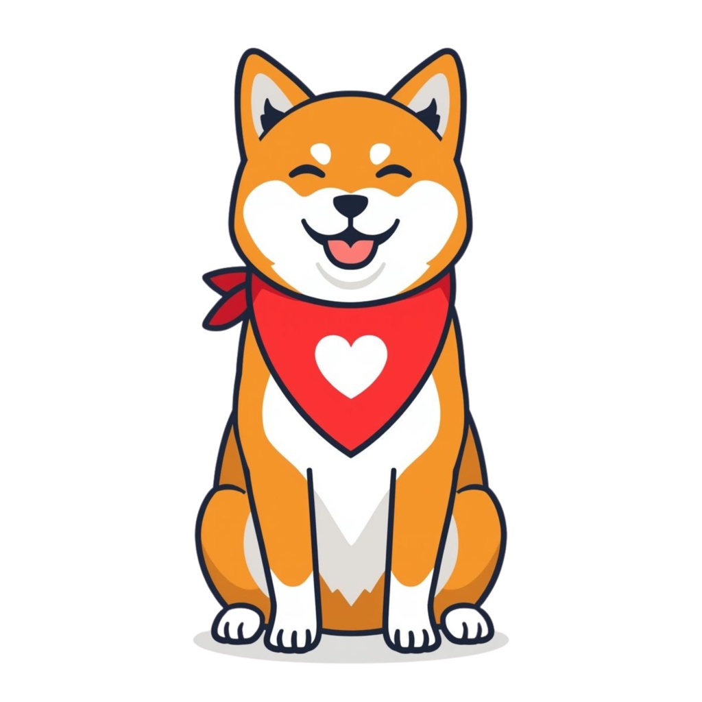 【かわいい柴犬】赤いハートバンダナの柴犬クリップアート16点セット