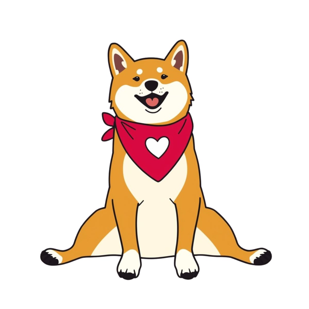 【かわいい柴犬】赤いハートバンダナの柴犬クリップアート16点セット