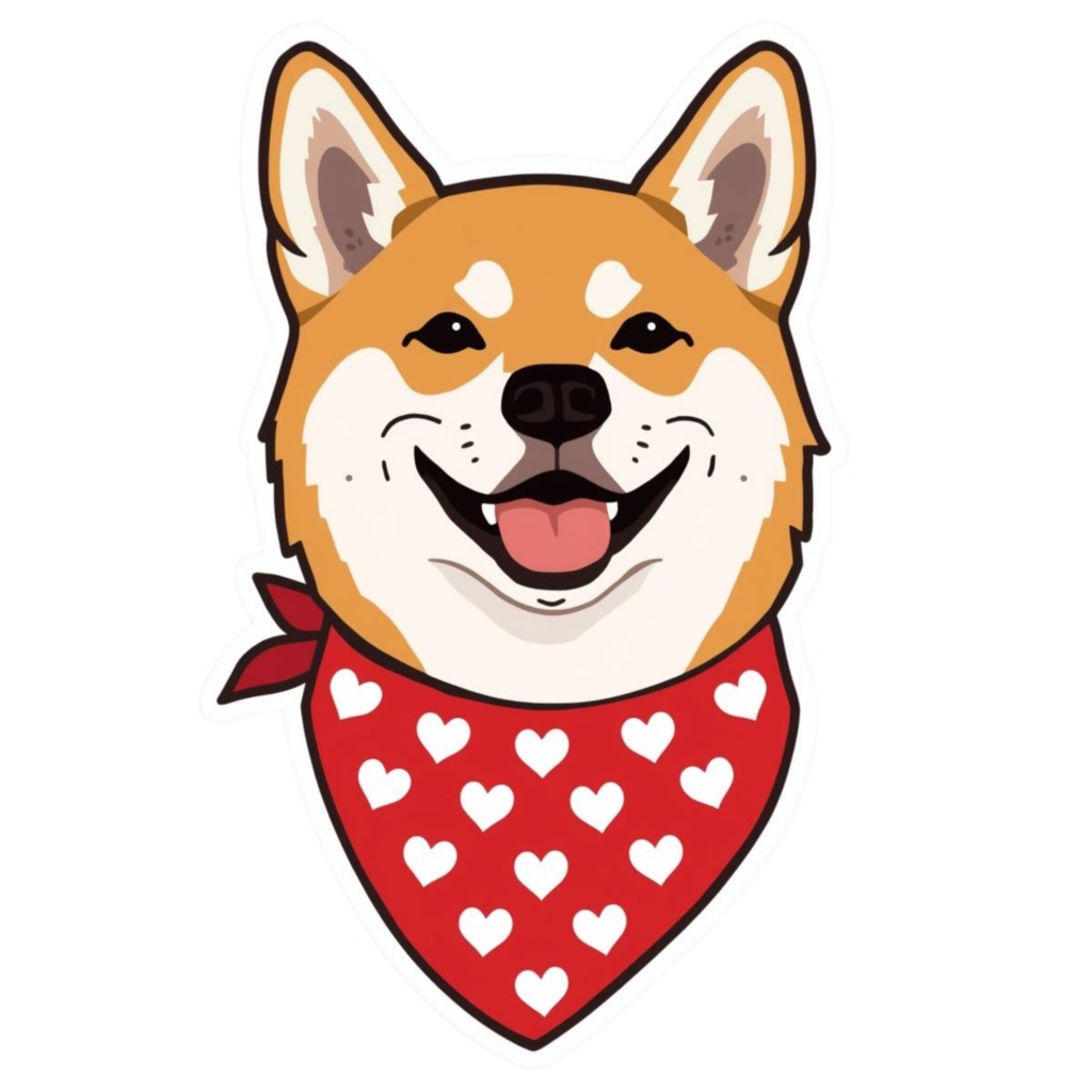 【かわいい柴犬】赤いハートバンダナの柴犬クリップアート16点セット