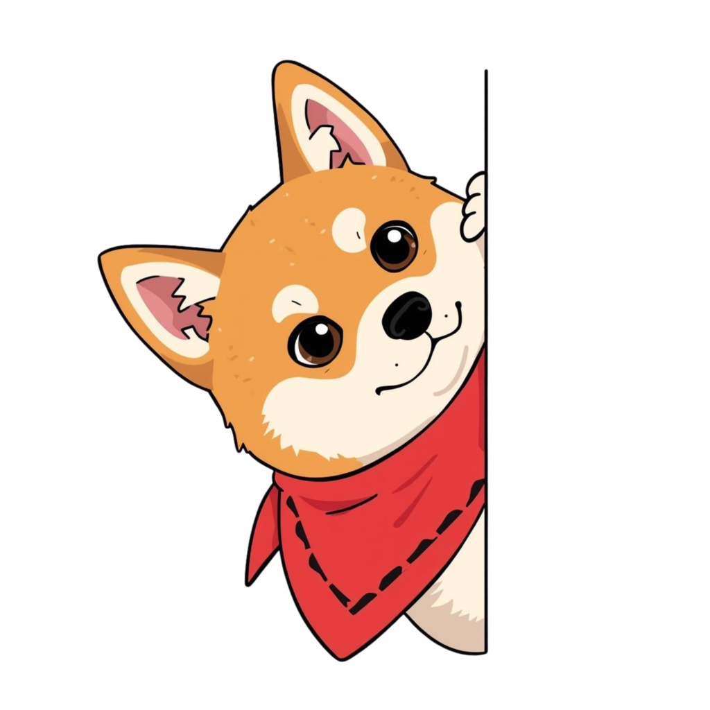 【かわいい柴犬】赤いハートバンダナの柴犬クリップアート16点セット