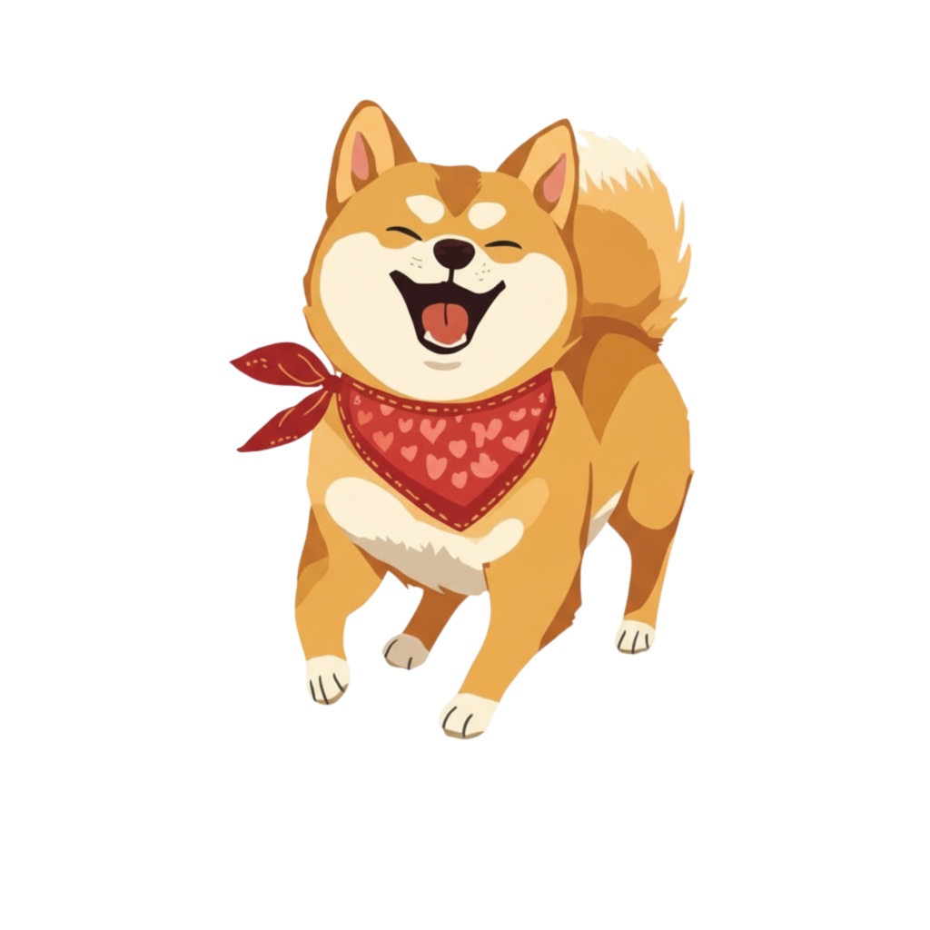 【かわいい柴犬】赤いハートバンダナの柴犬クリップアート16点セット