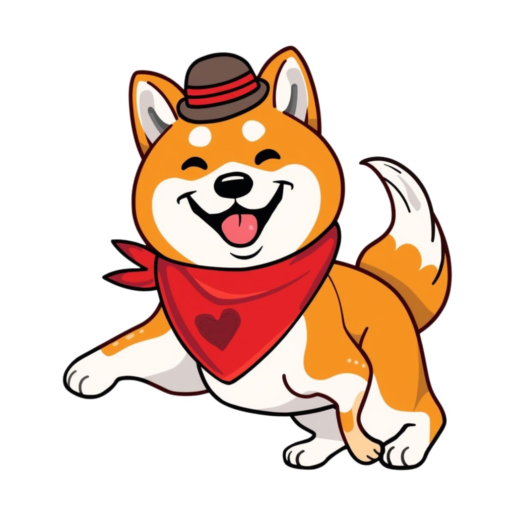 【かわいい柴犬】赤いハートバンダナの柴犬クリップアート16点セット