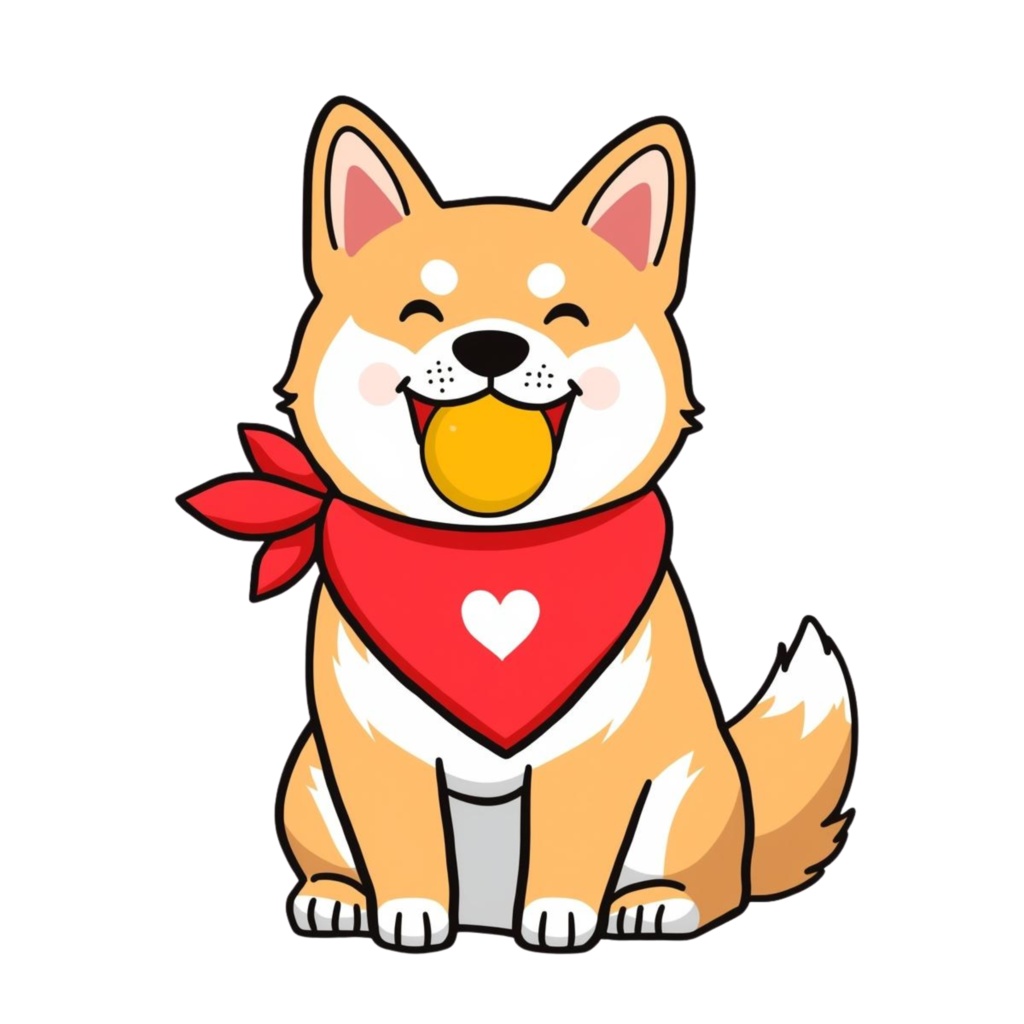 【かわいい柴犬】赤いハートバンダナの柴犬クリップアート16点セット