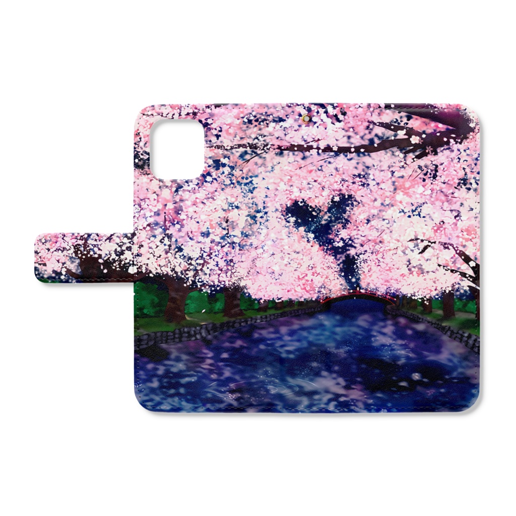 桜並木 iPhone11手帳型スマホケース