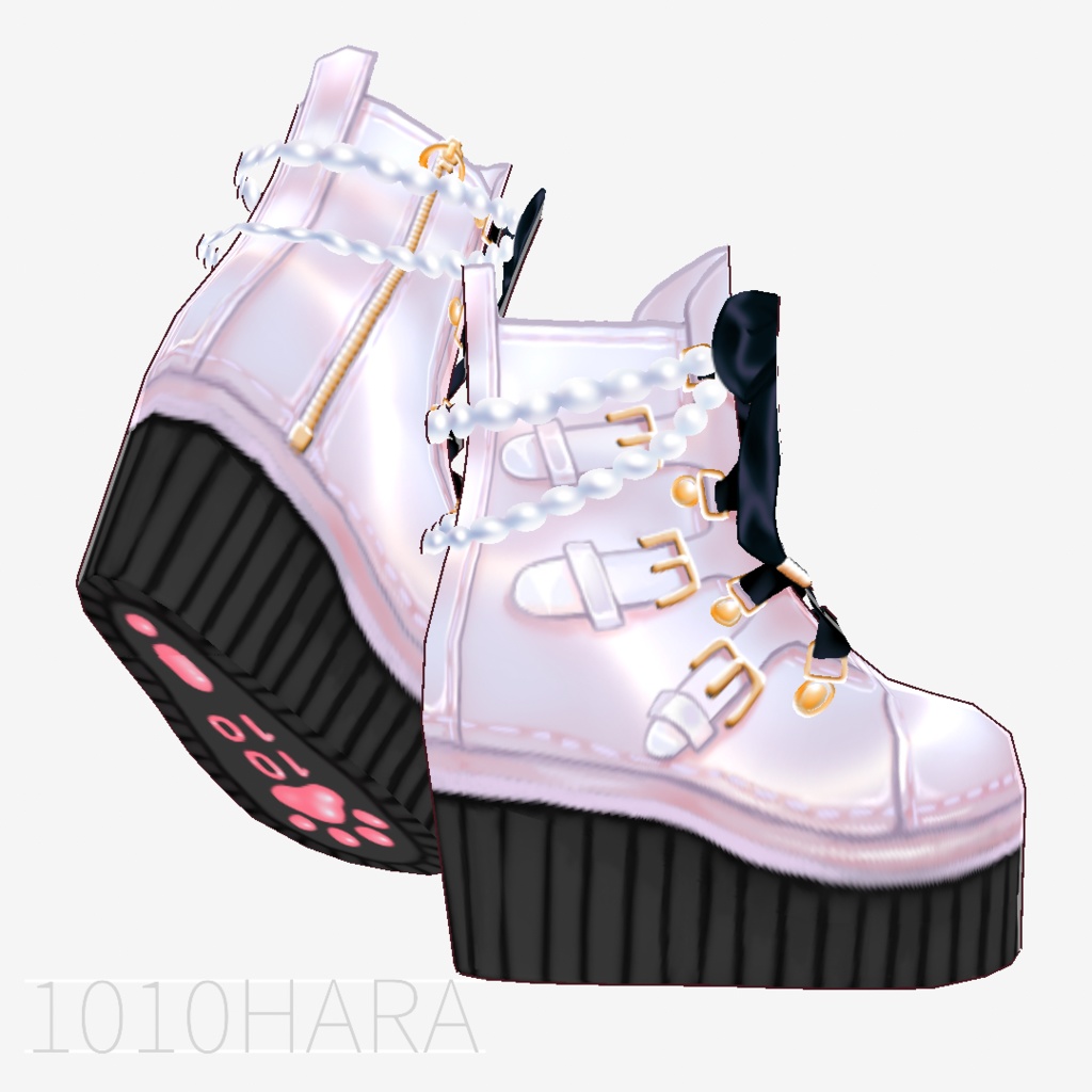【VRoid】パールピンクブーツ【カスタムアイテム】