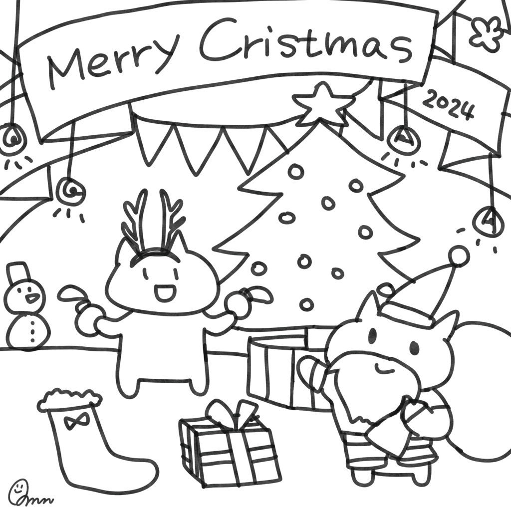 クリスマスぬりえ2024