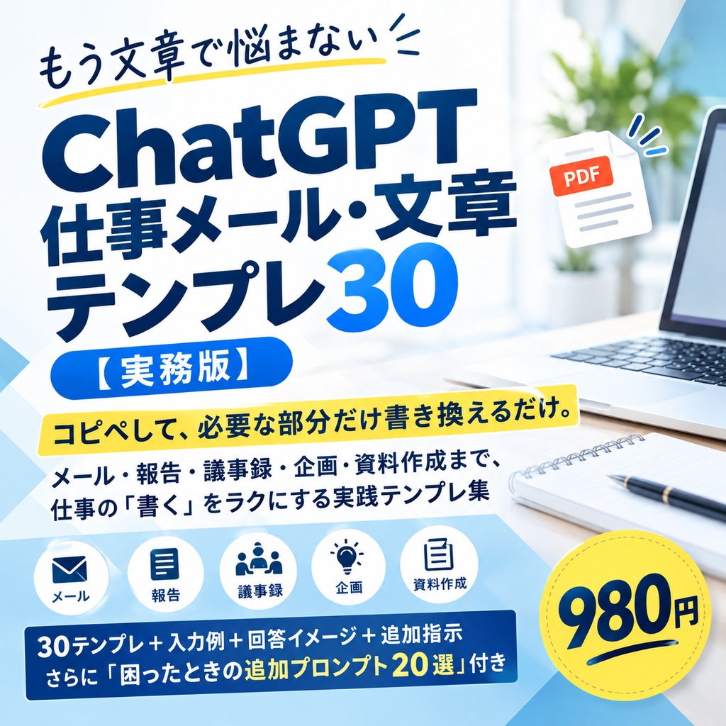ChatGPT仕事メール・文章テンプレ30【実務版】