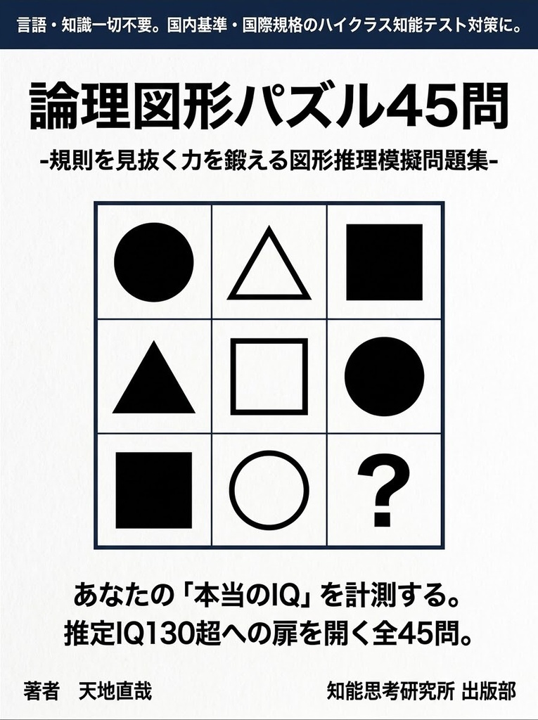 論理図形パズル45問|規則を見抜く力を鍛える図形推理模擬問題集【解説付きPDF】
