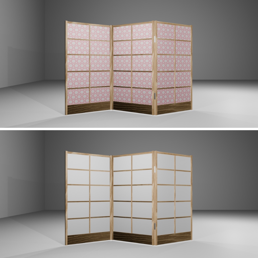 【3Dモデルデータ】障子パーテーション Unitypackage glb Lowpoly