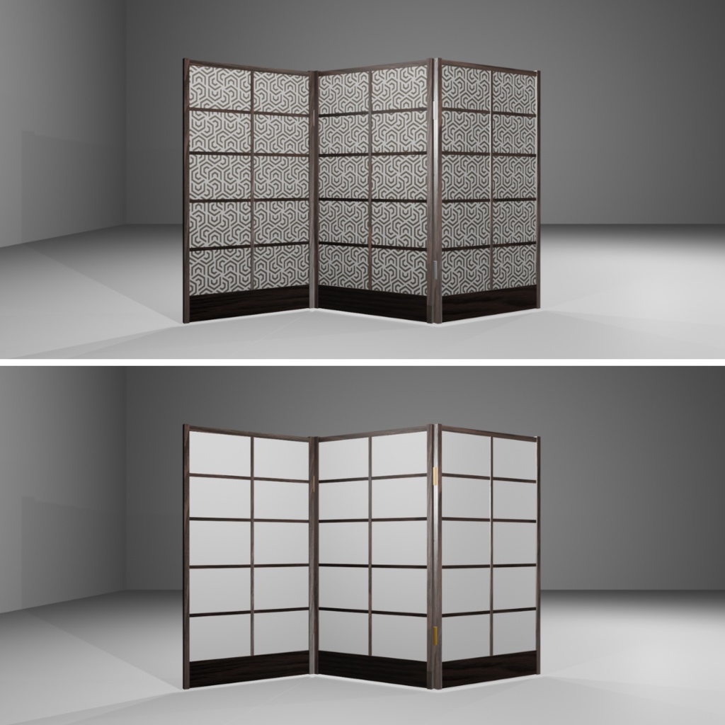 【3Dモデルデータ】障子パーテーション Unitypackage glb Lowpoly
