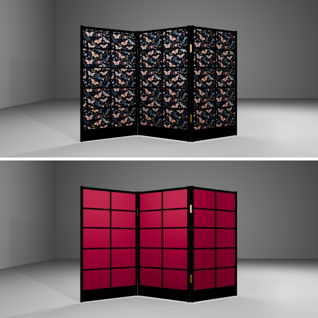 【3Dモデルデータ】障子パーテーション Unitypackage glb Lowpoly