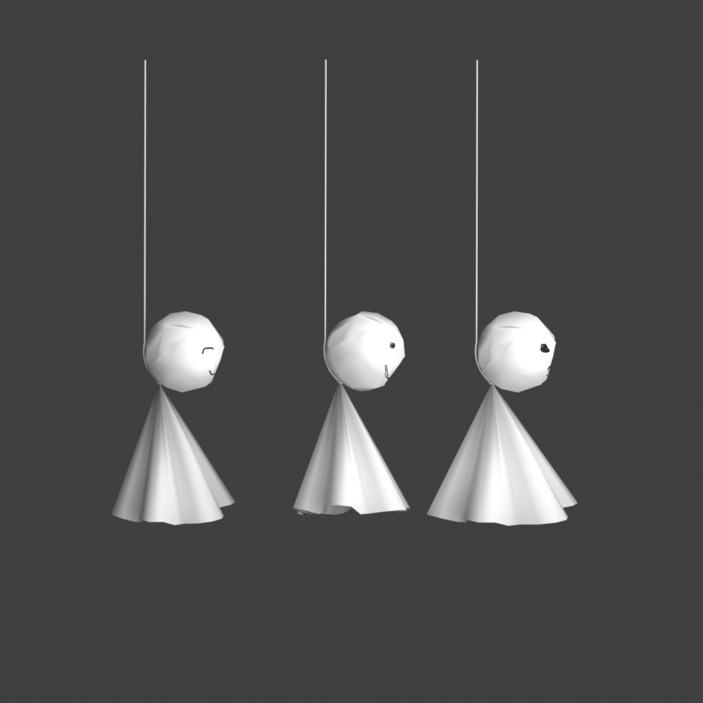 ¥0~【3Dモデルデータ】手作り感あふれるてるてるぼうず 3種 Unitypackage glb