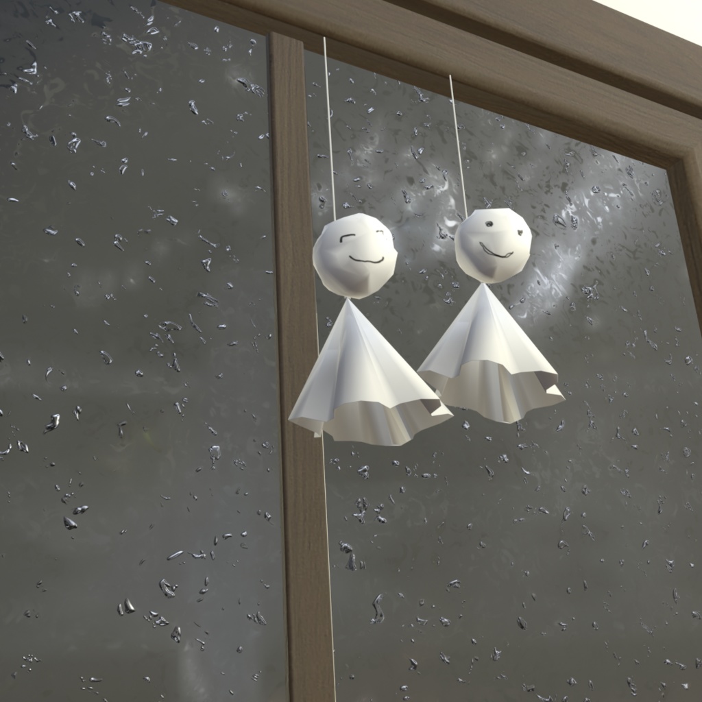 ¥0~【3Dモデルデータ】手作り感あふれるてるてるぼうず 3種 Unitypackage glb