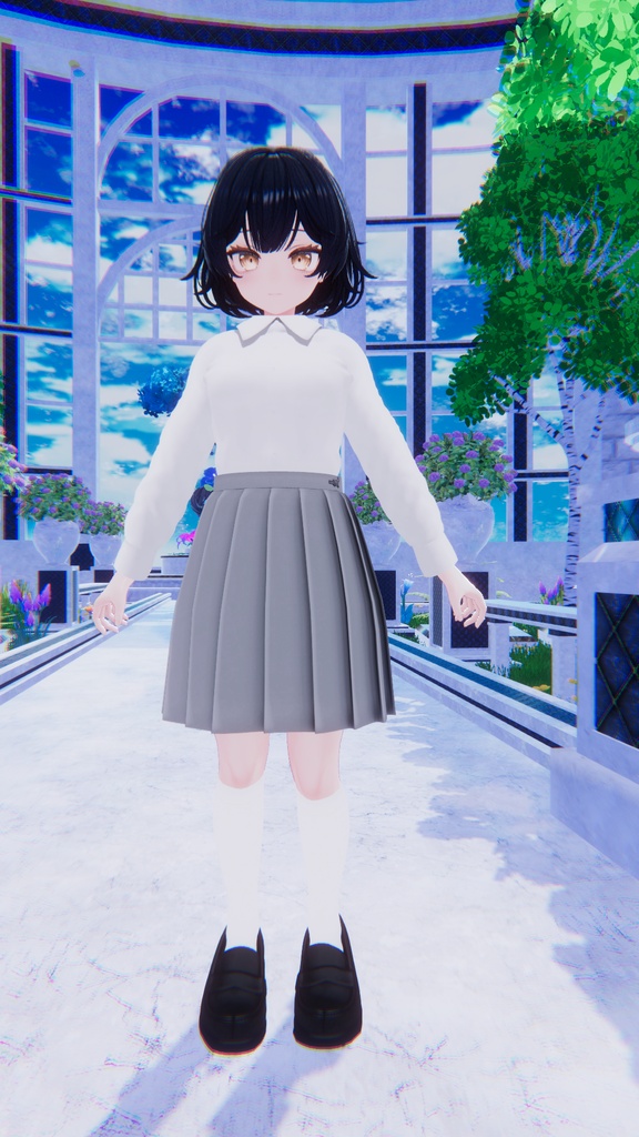 ルチカ共通素体対応制服上下セット(ブラウス+スカート+靴下+靴)