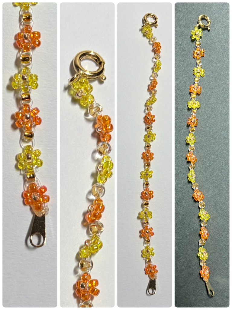 10cmぬい用お花ネックレス（習作）：イエロー✕オレンジ