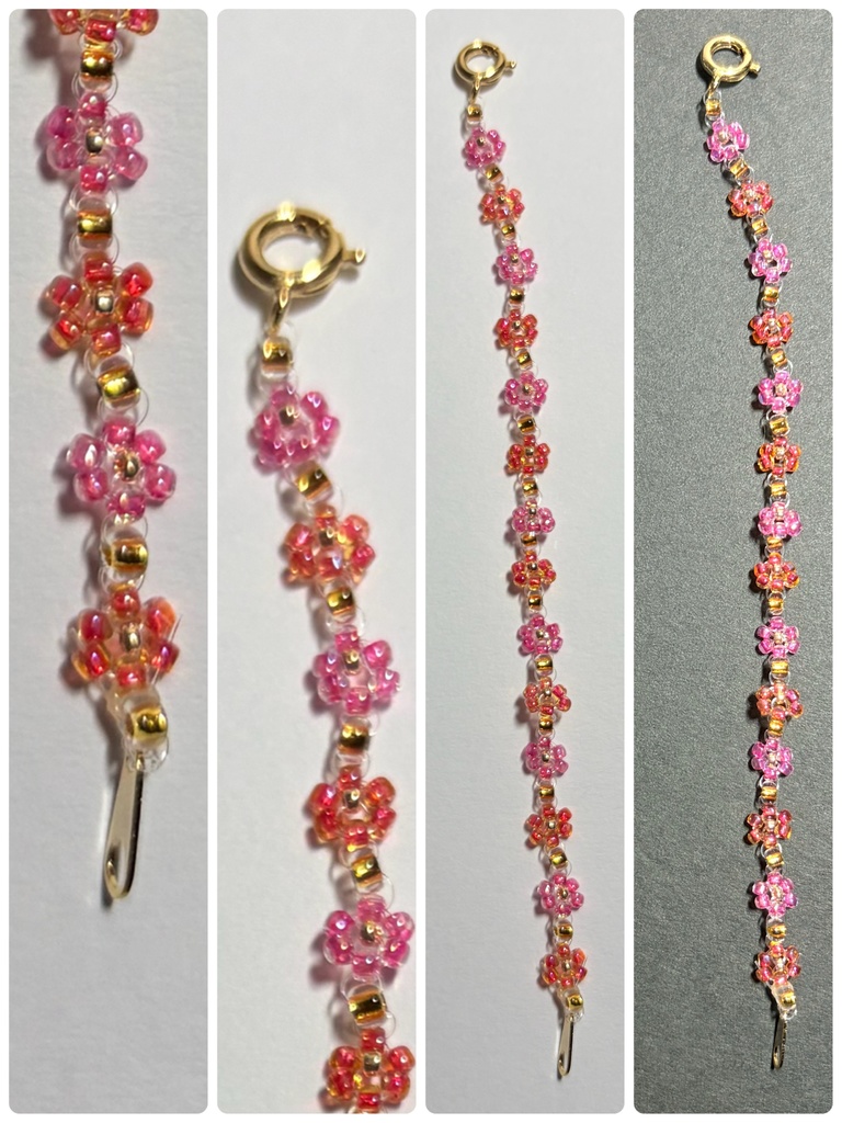 10cmぬい用お花ネックレス（習作）：ピンク✕レッド