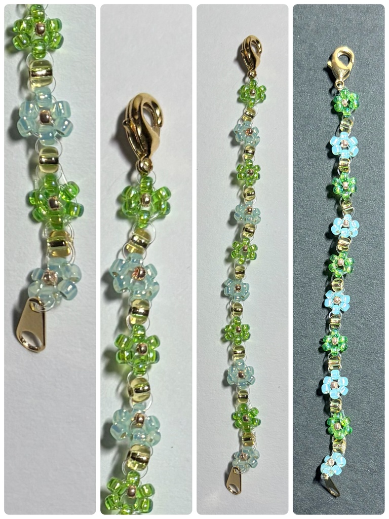 8cmぬい用お花ネックレス：グリーン✕パールグリーン