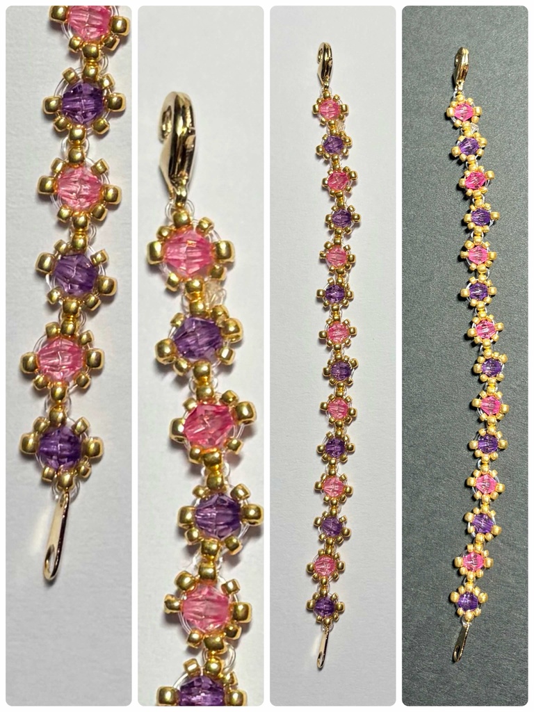 10㎝ぬい用ゴールドネックレス:パープル✕ピンク