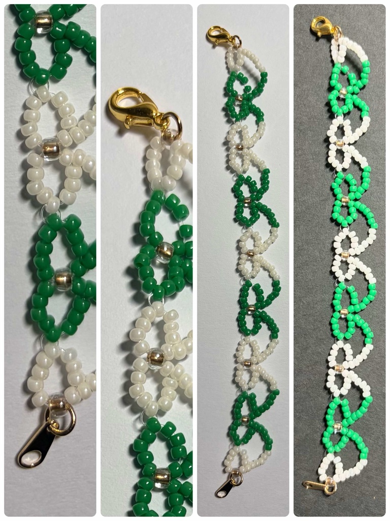 10㎝ぬい用リボンネックレス:グリーン✕ホワイト