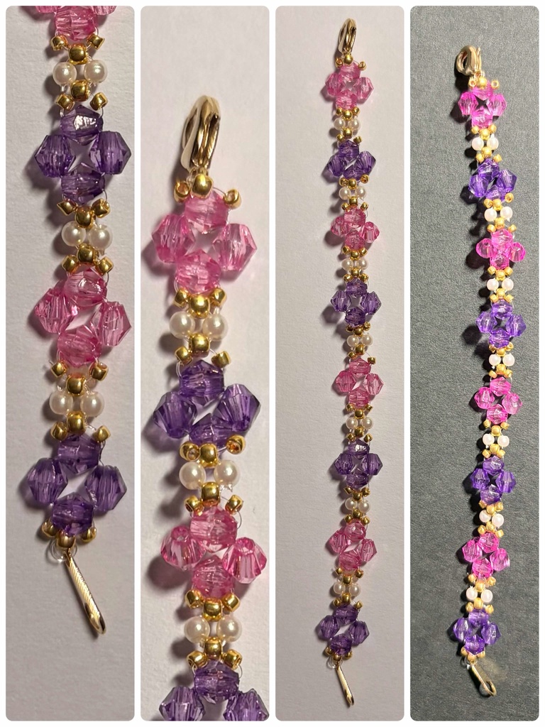 10㎝ぬい用お花パールネックレス:パープル✕ピンク