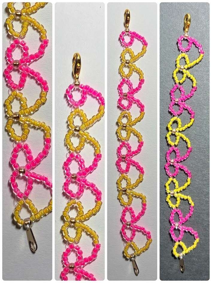 10㎝ぬい用リボンネックレス：ピンク✕イエロー