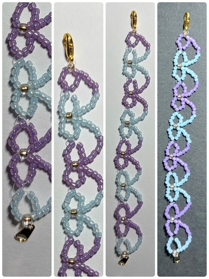 10㎝ぬい用リボンネックレス：パープル✕水色