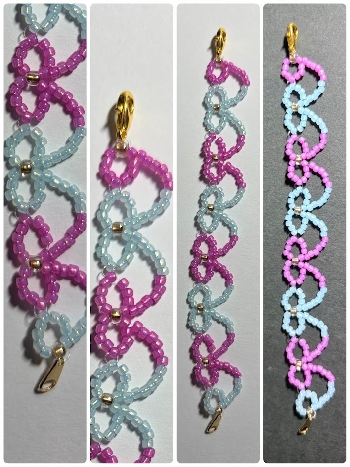 10㎝ぬい用リボンネックレス:ピンク✕水色