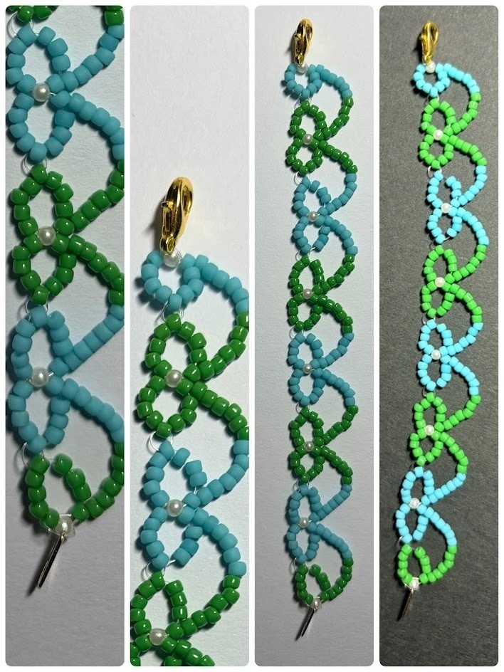 10㎝ぬい用リボンネックレス:水色✕グリーン