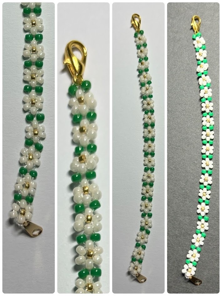 10㎝ぬい用葉っぱありお花ネックレス：ホワイト