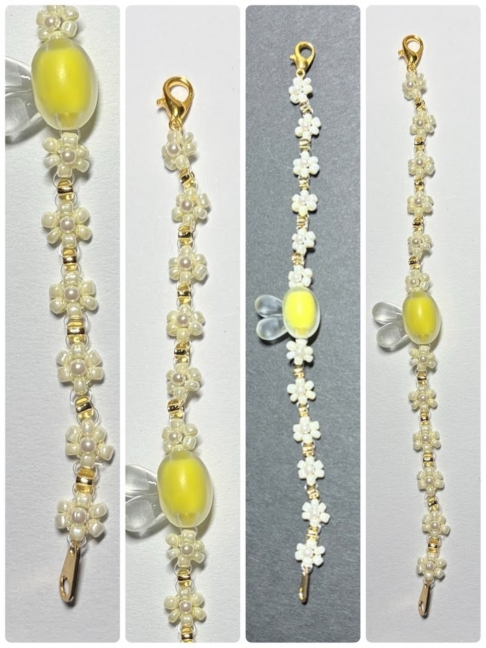 10cmぬい用うさぎちゃんネックレス：パールイエロー