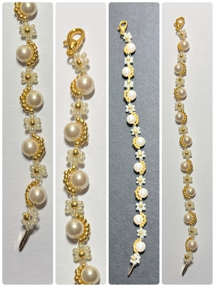 10㎝ぬい用お花パールネックレス：ホワイト