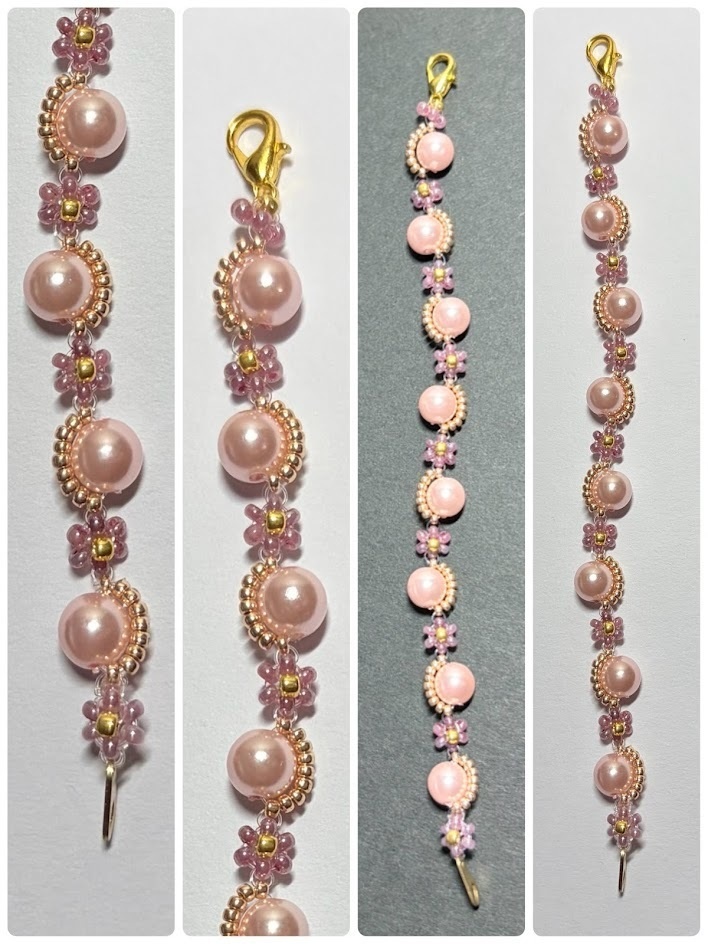 10㎝ぬい用お花パールネックレス：ピンク