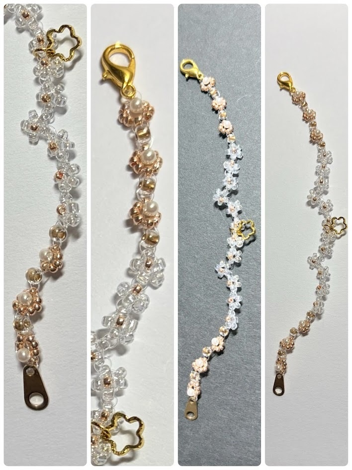 10㎝ぬい用お花モチーフネックレス：ホワイト