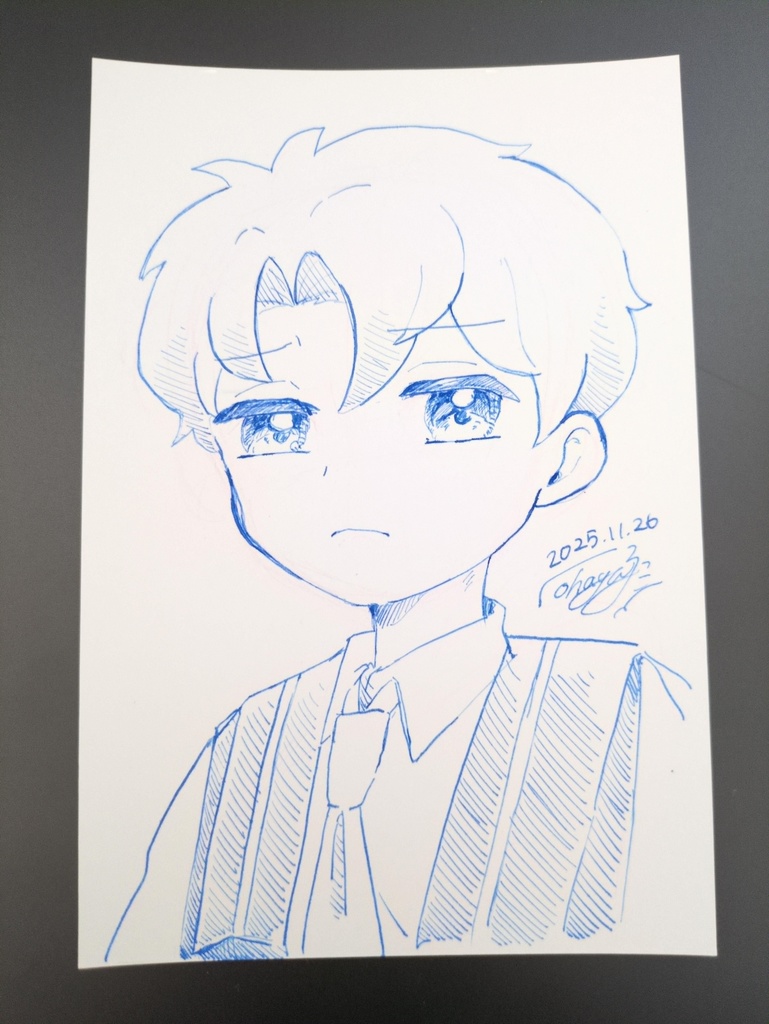 【ドローイング】ジト目の少年（コハヤ）